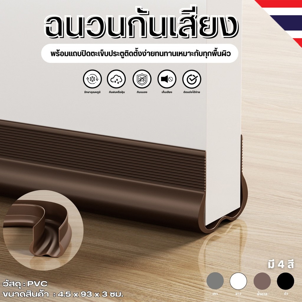 🔥สินค้าขายดี🔥ที่กั้นประตู แบบสอด ที่กั้นประตูกันฝุ่น กันแมลง ขอบประตูกันแอรออก กาวในตัว กันน้ำ กันแอร์ออก ป้องกันเสียง