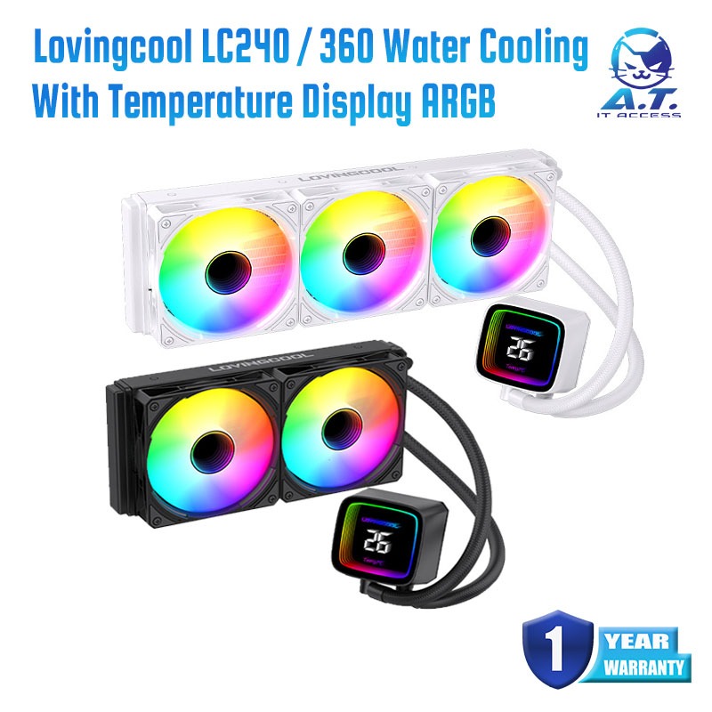 LIQUID COOLING ชุดระบายความร้อนน้ำปิด LOVINGCOOL Water Cooler With Temperature Display ARGB Cooling Fans 240mm 360mm