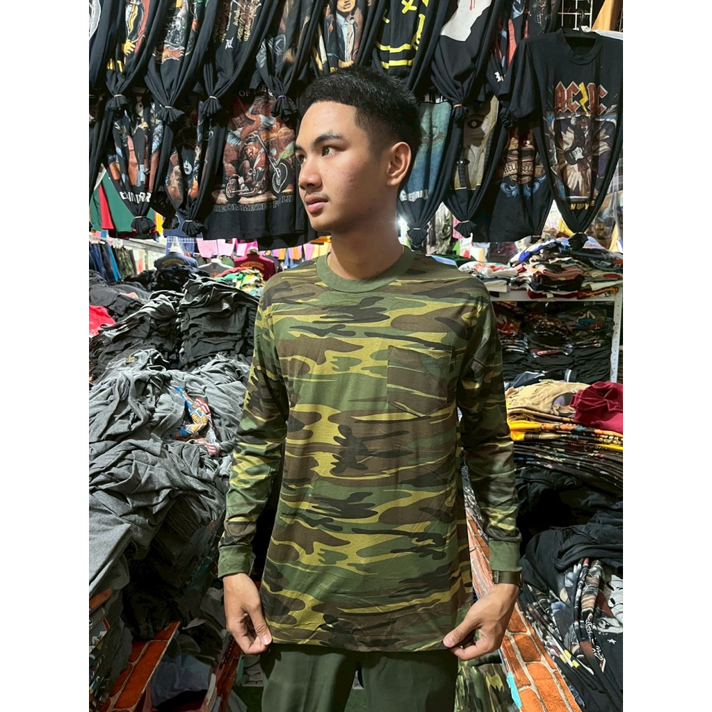 เสื้อวินเทจ ทหารปากี ทหารคอตคอนแขนยาว ผ้าสวมใส่สบาย