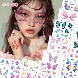 แทททูผีเสื้อ แต่งหน้าแฟนซี กันน้ํา  ติดร่างกาย สีสันสดใส    …