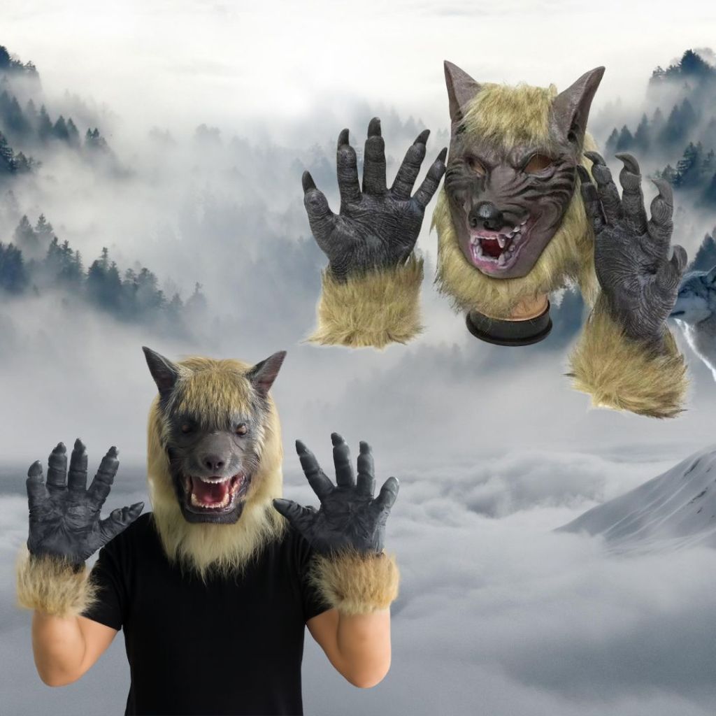 🐺พร้อมส่งด่วน🐺หน้ากากหมาป่า ชุดคอสเพลย์หมาป่า ชุดหมาป่าสมจริง พร้อพอุปกรณ์งานปาร์ตี้
