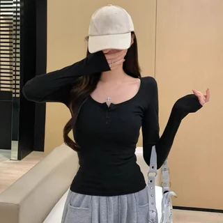 เสื้อยืดแขนยาว สไตล์เรียบหรู ทรงเข้ารูป