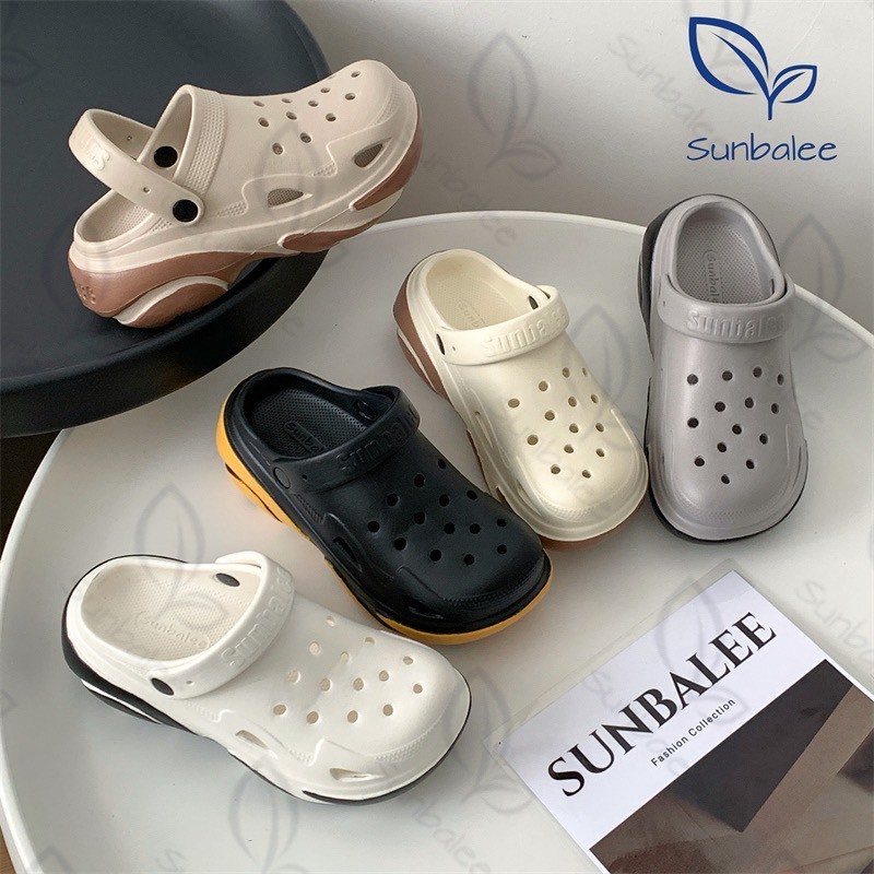 SHO-SUNTP39🍫รองเท้าหัวโตเสริมส้น วัสดุEVA ยางนิ่ม รองเท้าแฟชั่น สีทูโทน พื้นนิ่มมาก ใส่สบาย 🍫