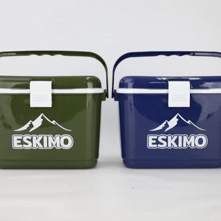 ESKIMO COOLER กระติกน้ำพลาสติกเก็บความเย็น ทรงเหลี่ยม หูล็อค หูหิ้ว เก็บเย็นนาน 12 ชม. 3L / 4L สีน้ำเงิน สีครีม
