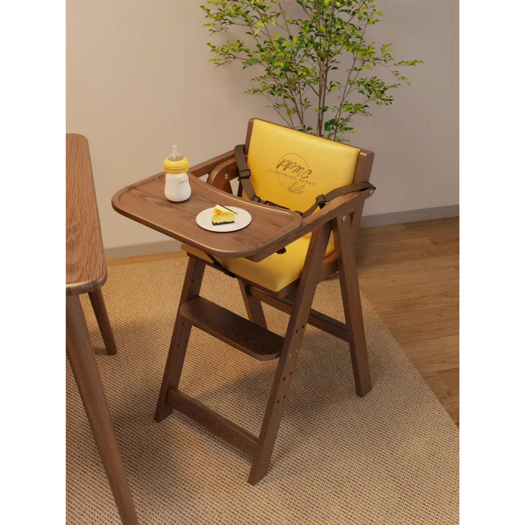 PPMC Lightning Rabbit เก้าอี้ทานข้าวเด็ก ทำจากไม้ แข็งแรง ปรับระดับได้ผลิตจากไม้เนื้อแข็ง แข็งแรง ทน