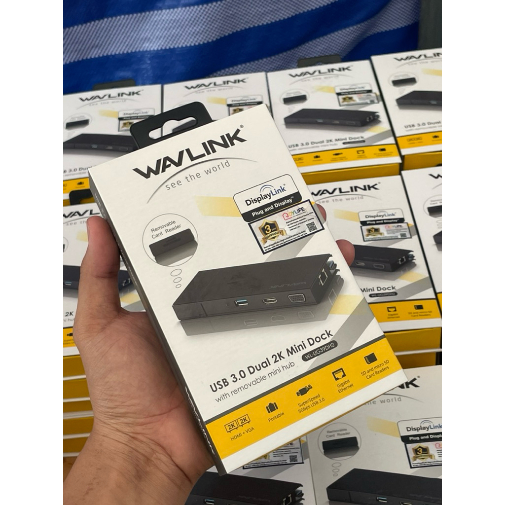 Wavlink USB 3.0 Dual 2K Mini Dock พร้อม Mini Hub ต่อจอได้และ USB SDCARD ฯลฯ ได้ รุ่น WL-UG39DH2 (รอง
