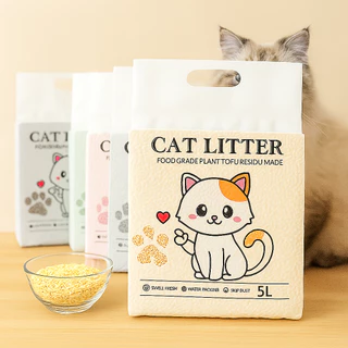 ทรายแมวเต้าหู้ 5L (10ถุง)ทรายเต้าหู้ ผลิตจากกากถั่วเหลืองธรรมชาติ TLC