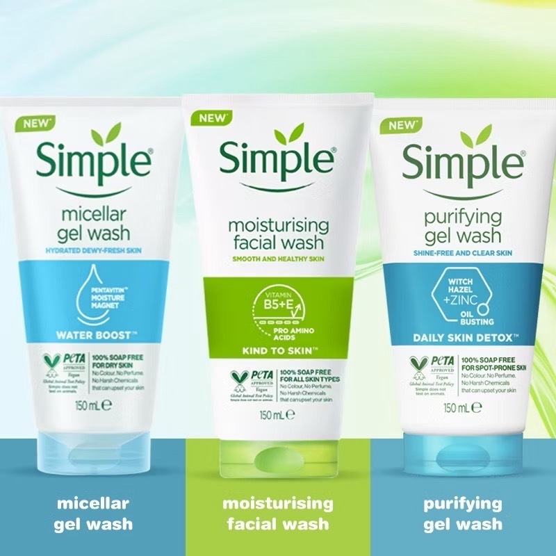 Simple ซิมเพิล 150 มล. เจลล้างหน้า โฟมล้างหน้า มีหลายสูตร ให้เลือก (พร้อมส่ง)