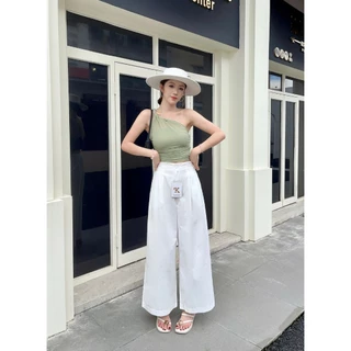 Reallyshops #9325(K) กางเกงขายาวทรงกระบอก เอวยางยืด ผู้หญิง พร้อมส่ง