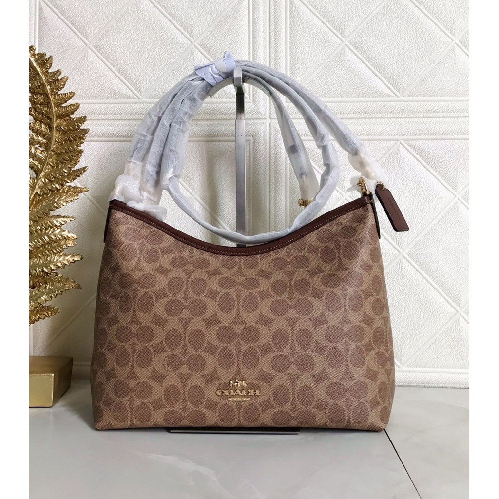 AD🎀(สด-ผ่อน) CV975 Laurel Shoulder Bag In Signature Canvas สี TAN Brown