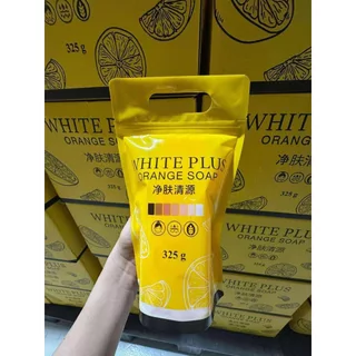 ((กระสอบ)) สบู่ส้มไวท์พลัสวิตซี 1 กระสอบ บรรจุ 5 ก้อน สบู่ White Plus Orange Soap light white ขัดผิว ขัดขี้ไคล 325 g.