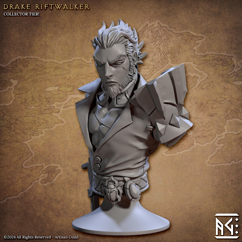Drake Riftwalker (Bust) - Raid at the Temple of Ifrit - Humanoid Human / 3D printed mini bust ATG