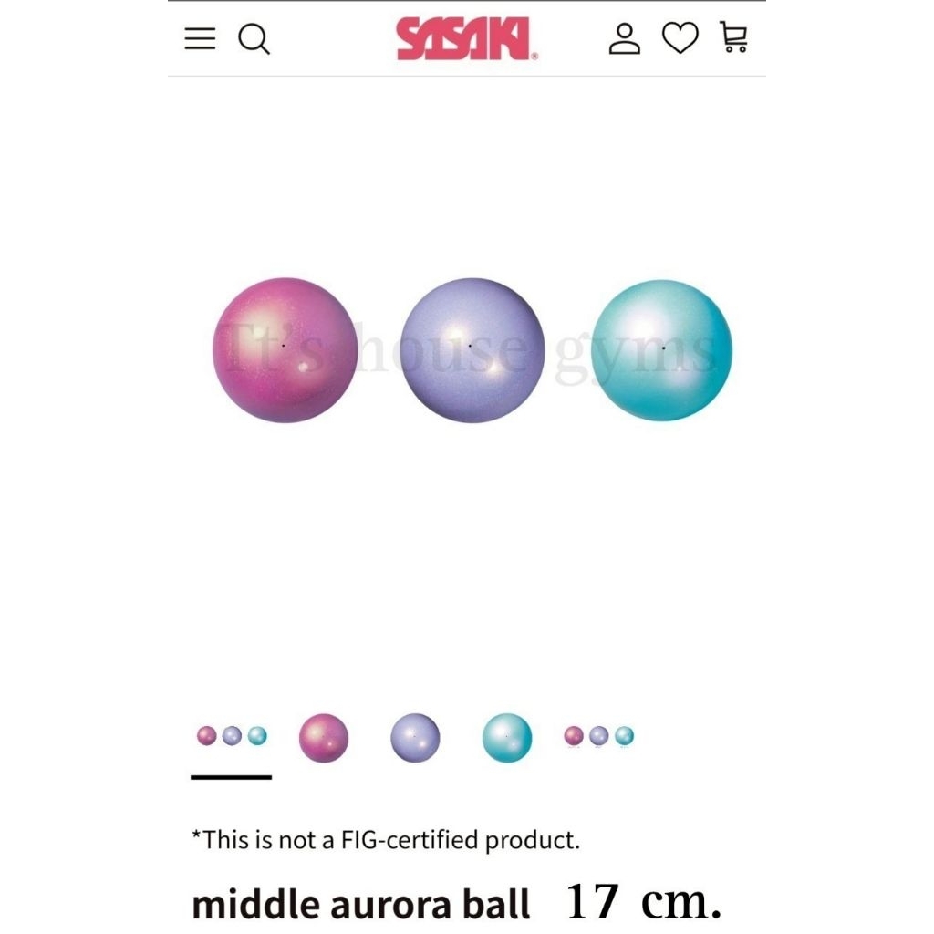 พร้อมส่งจากไทย‼️ Sasaki บอลยิมนาสติก Glitter รุ่น Middle Aurora Ball  ขนาด 17 cm M-207MAU