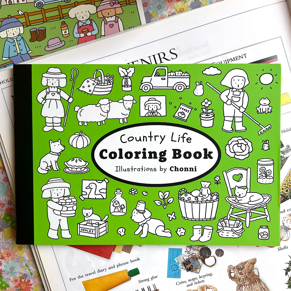 สมุดระบายสี Country Life เล่มเขียว กระดาษดี ระบายง่าย โดย Chonni