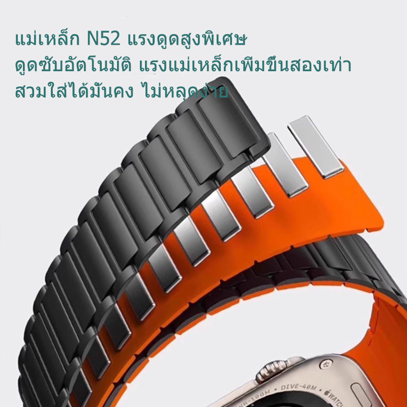 สายนาฬิกาซิลิโคนแม่เหล็กสำหรับ iwatch46mm49mm45mm42mm41mm44mm38mm40mm สายนาฬิกาใหม่ซีรีส์ 11/10/9/8/7/6/5/4/3/2/4/1/se - รูปที่ 3