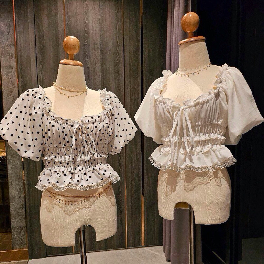 เสื้อแขนบอลลูน ชายลูกไม้ Ls 013