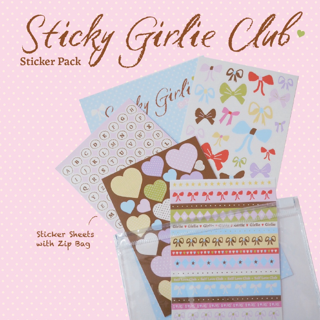 Sticky Girlie Sticker Pack with zip bag / สติกเกอร์แผ่นพร้อมซองซิปพลาสติก (Girlie Kit Col.)
