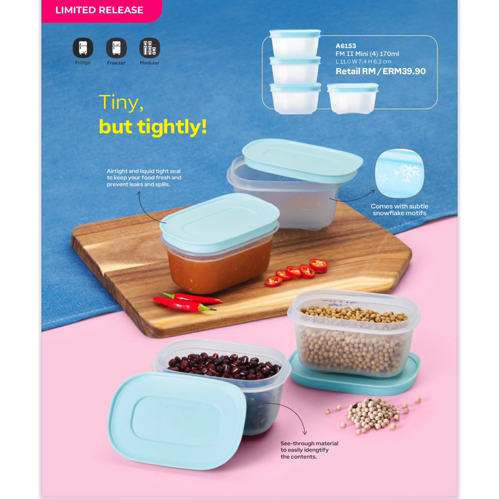 กล่องอาหารสำหรับแช่แข็ง Tupperware Chill Freez (1) มีลายเกล็ดหิมะในตัว