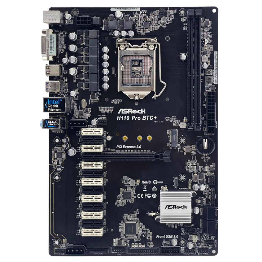 มือสอง เมนบอร์ด Asrock H110 PRO BTC สภาพสวย ใช้งานปกติ มีฝาหลัง ประกัน 90 วัน