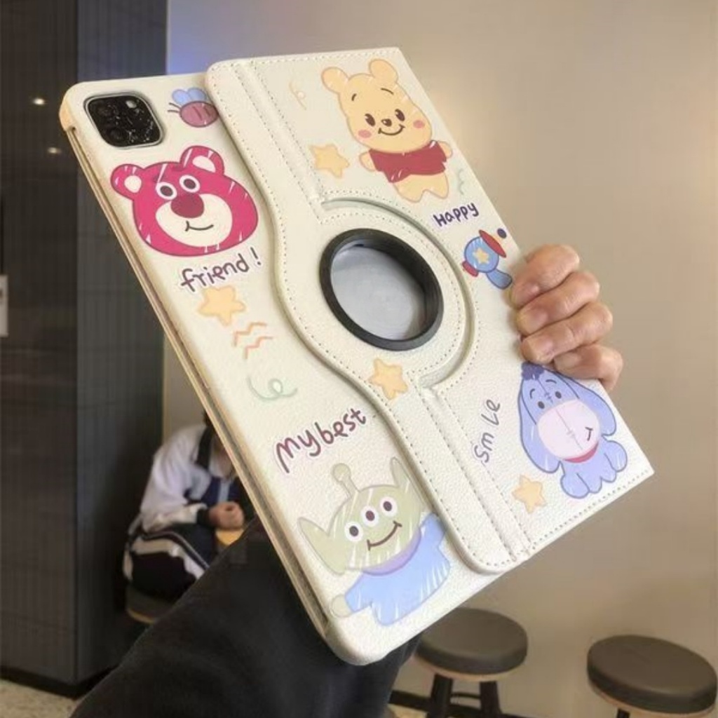 🌻24 ชั่วโมง🌻เคสไอแพด Winnie the Pooh Gen11 Gen10 Air7 Air6 Air5การหมุน 360° gen9 gen8 Air4 MINI6 pro11