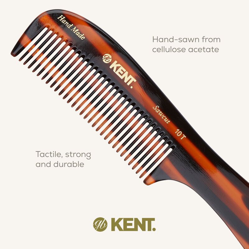 หวี KENT 10T Handmade 199mm Large Handled – หวีซี่ห่างแฮนด์เมด ขนาดใหญ่ สำหรับผมหยิก ผมหนา