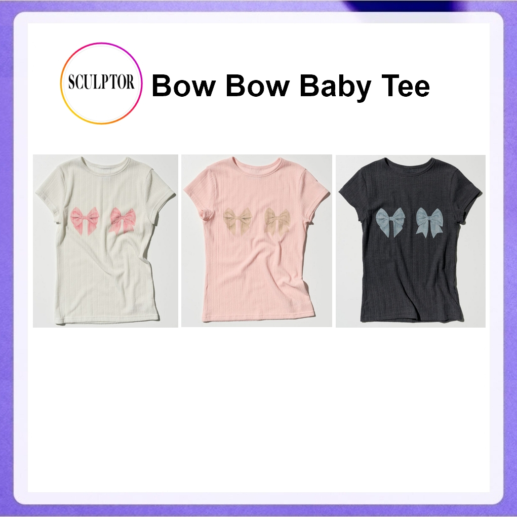 Sculptor Bow Bow Baby Tee (Charcoal, White, Peach Fuzz)