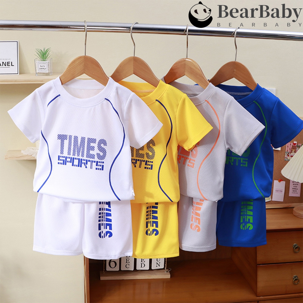 ชุดกีฬาเด็ก ชุดบาสเด็ก คอกลม แห้งเร็ว ระบายอากาศดี ลายตัวอักษร ไซส์90-160 พร้อมส่ง