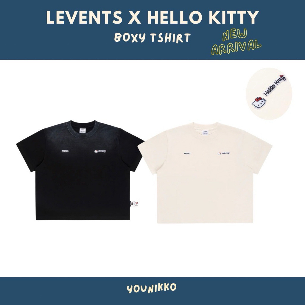 (พร้อมส่ง_ส่งด่วนได้) Levents x hello kitty เสื้อยืด boxy