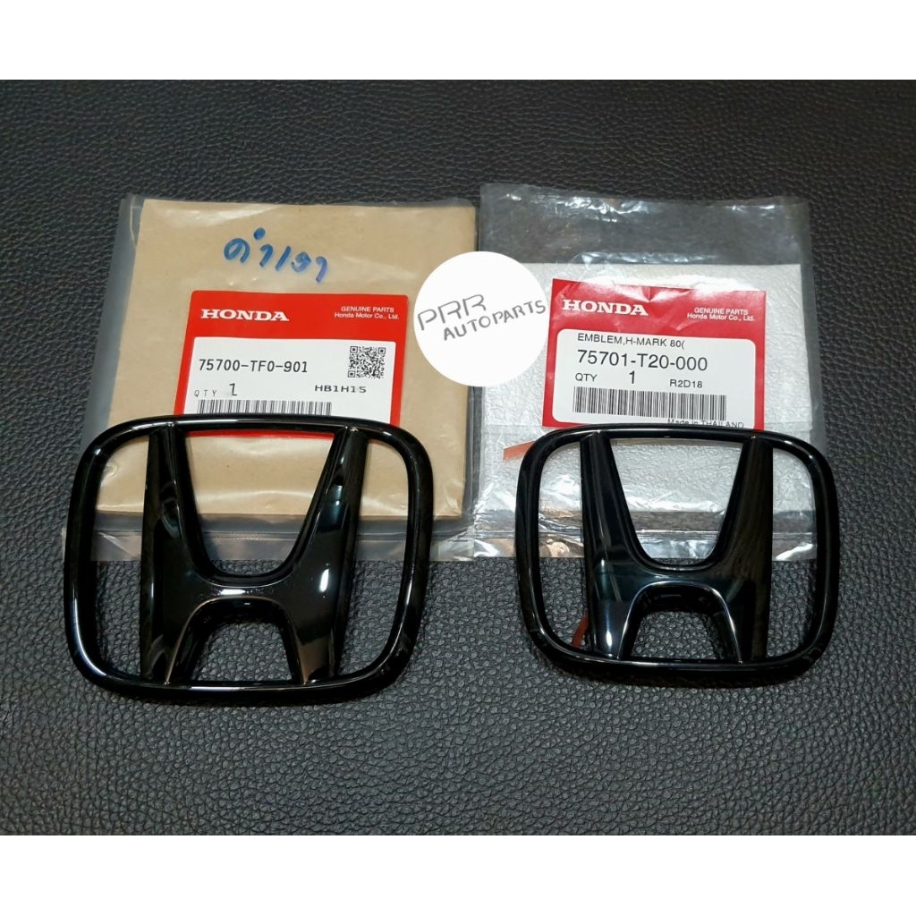 1คู่ โลโก้ H หน้ากระจังและท้ายรถ สีดำเงา Piano Black HONDA CIVIC FE CIVIC E-HEV RS  2021-2025