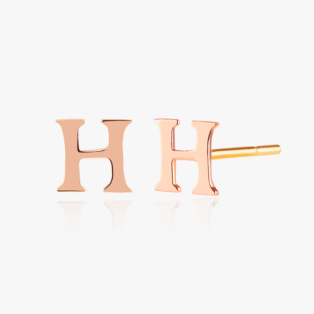 HELENE Initial H Gold Earrings 14K