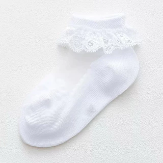 พร้อมส่ง ถุงเท้าเด็กผ้าลูกไม้ ถุงเท้าเจ้าหญิง ลูกไม้ใส