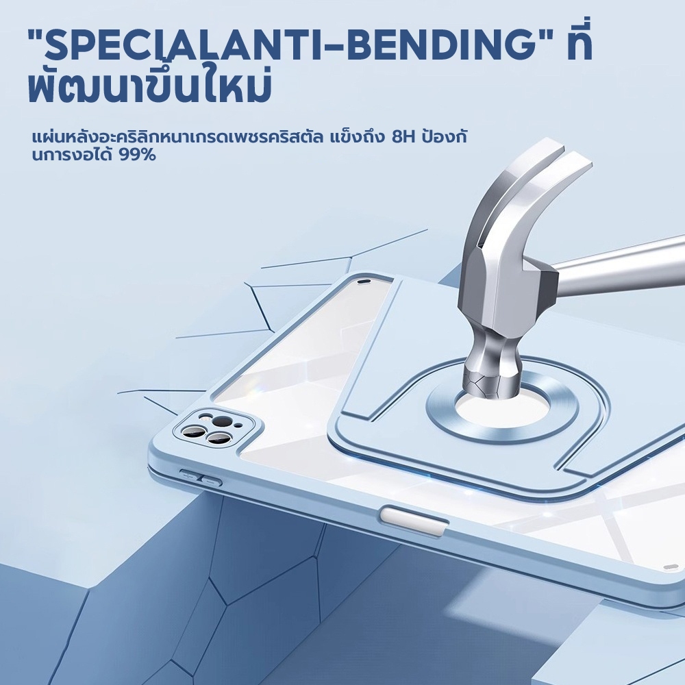 Jamjake เคสป้องกัน iPad แบบถอดได้ หมุนได้ 360 องศา พร้อมช่องใส่ปากกาเพื่อป้องกันการงอ Gen10 Gen11 2025 pro12.9 Gen7/8/9 - รูปที่ 3