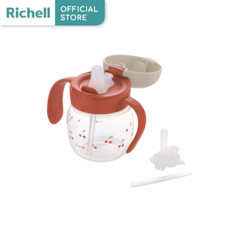 Richell(ริเชลล์) T.L.I Spout-Straw Master Set เซ็ตแก้วเปลี่ยนหัวได้ 2 สเต็ป ใช้ได้ตั้งแต่5เดือน นอนดูดได้/นั่งดื่มได้