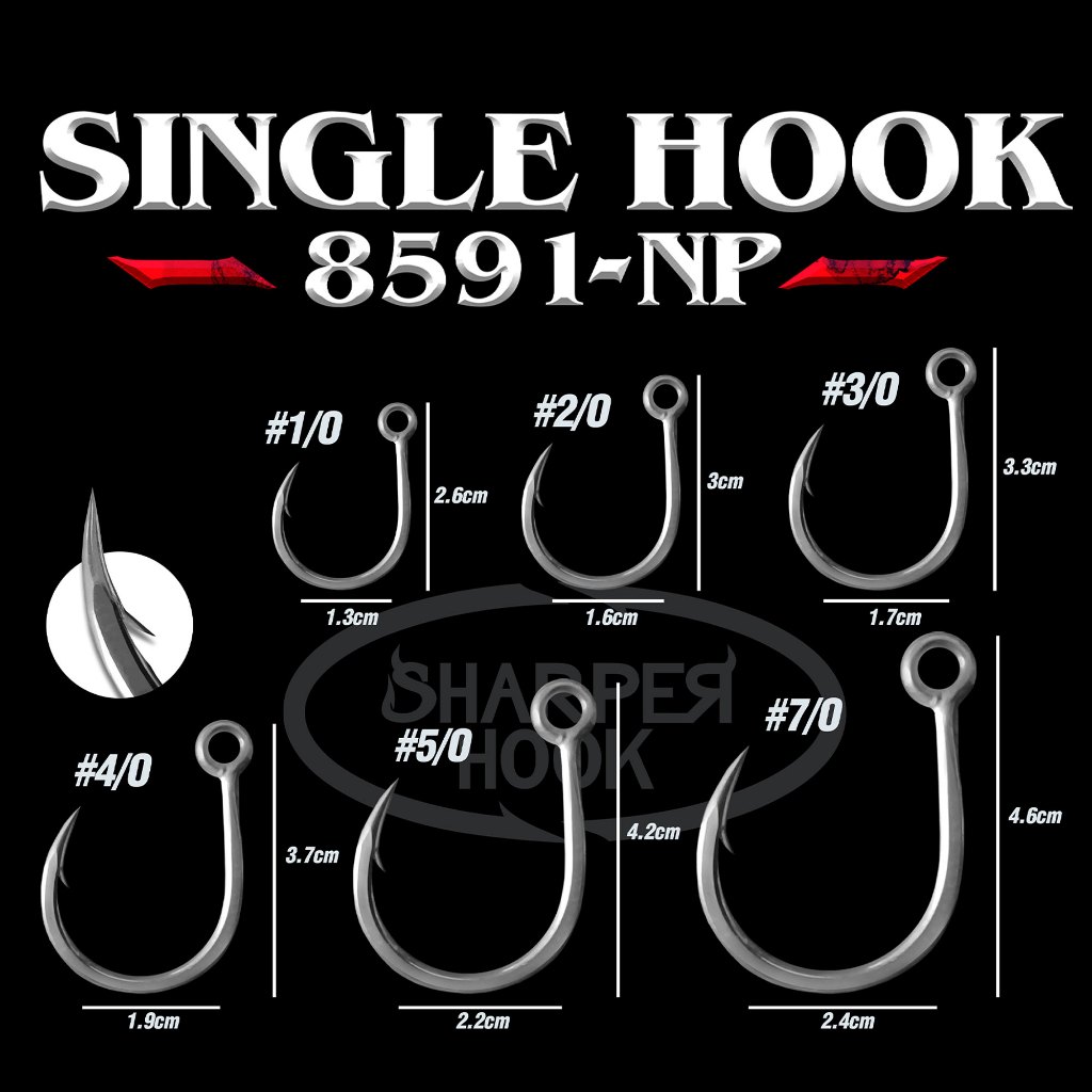 เบ็ดจิ๊กรุ่น 8591 NP- 5X ห่วงเชื่อม กันสนิม100% เงี่ยงใหญ่ เริ่มตั้งแต่ 1/0ถึง7/0 สำหรับขาโหด ชอบงัด ต้องมีครับ ไม่แพง