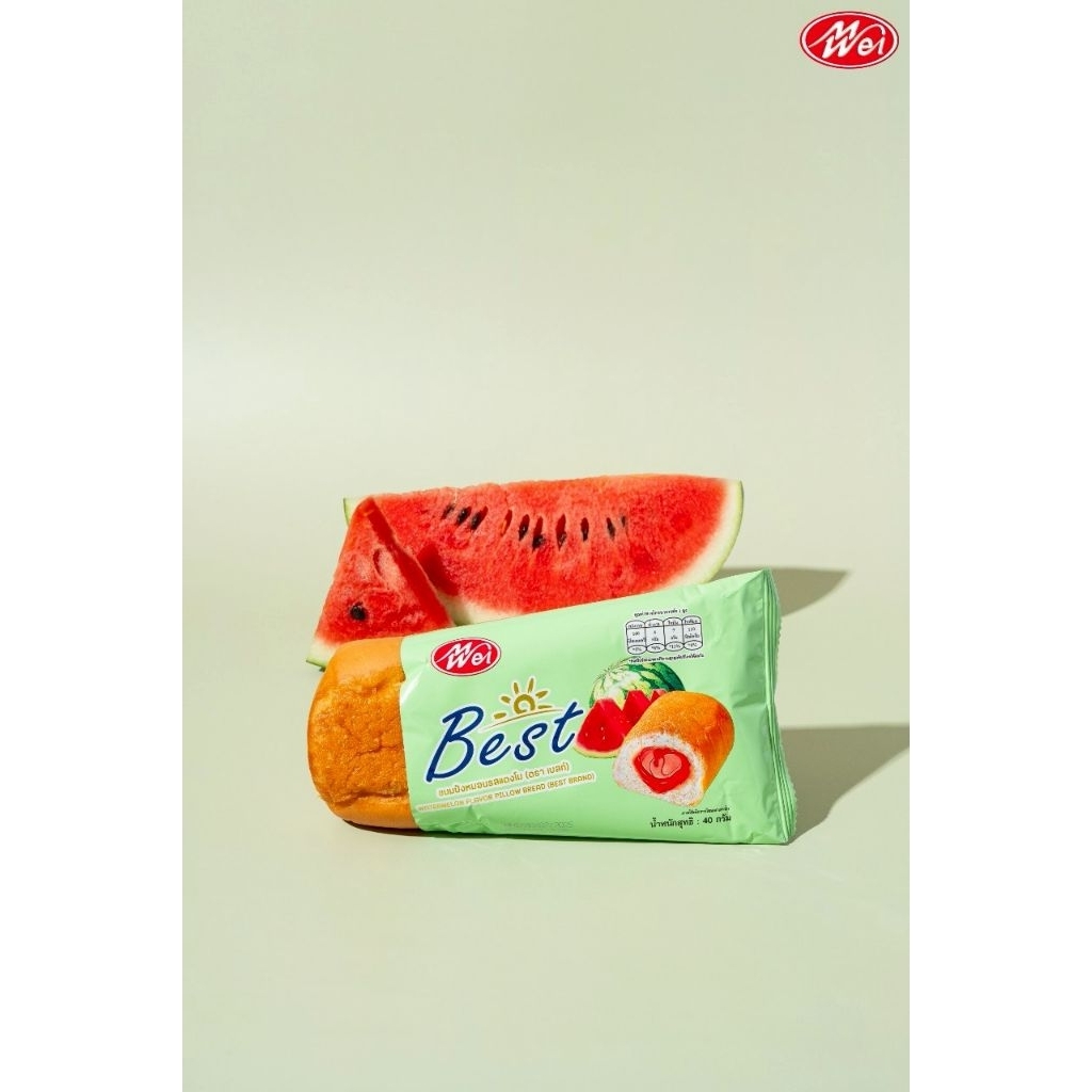 ขนมปังหมอน เหม่ยเว่ย (Meiwei) สอดไส้ รสแตงโม 1แพ็ค12ชิ้น