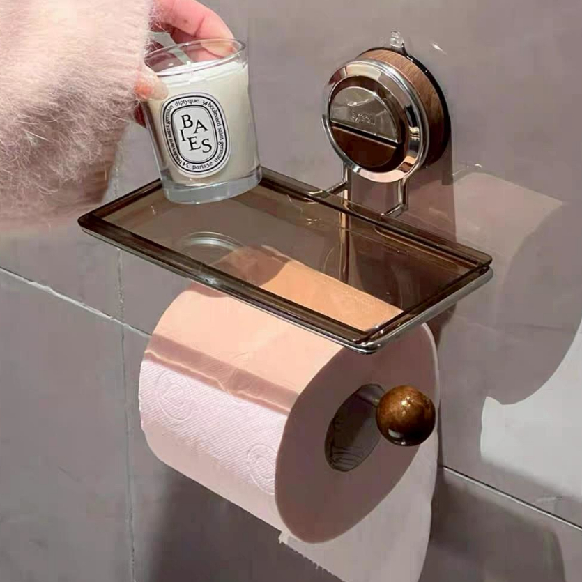 ที่ใส่ทิชชู่สแตนเลส แบบ 2 IN 1 ที่แขวนกระดาษทิชชู่ สูญญากาศติดผนัง วางของได้ ดีไซน์เรียบหรู ติดตั้งง่าย พร้อมส่งในไทย