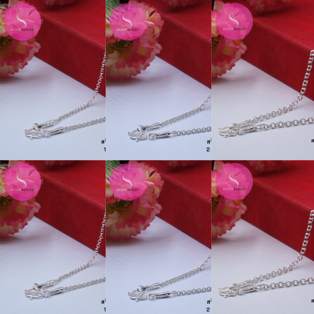 1ลายตะขอหัวจรวดSILVER BEAUTY :สร้อยคอเงินแท้92.5% ลายห่วงคู่ไซส์18-24นิ้วเงินแท้ทั้งเส้นไม่ชุบไม่ลอก