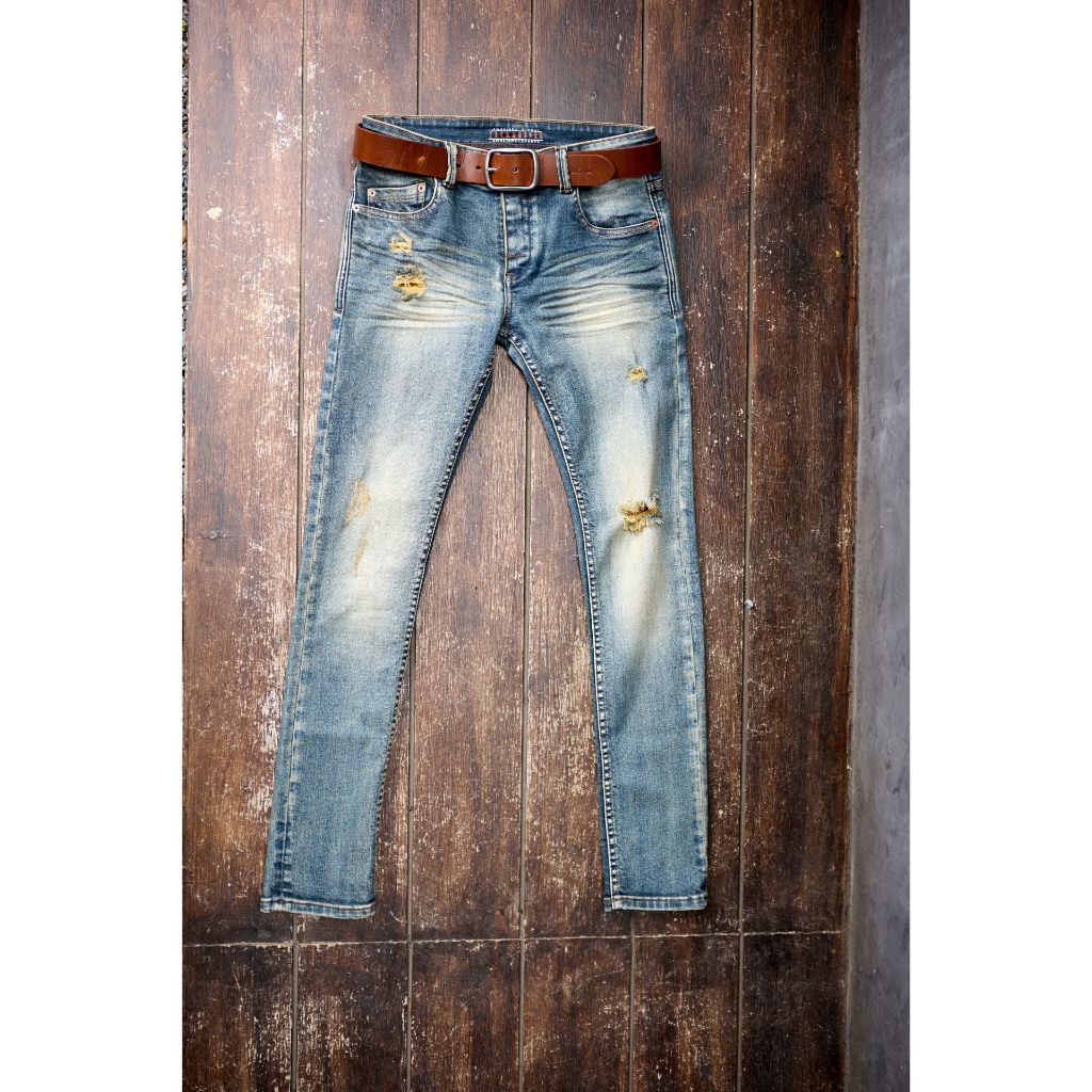 Jack Russel - Men Jeans กางเกงยีนส์ผู้ชายทรงสกินนี่ - Handwerk J-EMO Skinny Fit Emo Blue Rust Fade