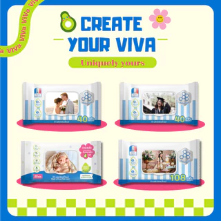 (Customize) Create Your ViVa! วีว่า Prebiotic Baby Wipes 40 แผ่น ยกลัง 1X36