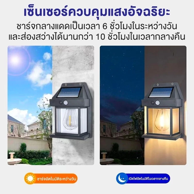 【ซื้อ 1 แถม 1】ไฟติดผนัง มีเซ็นเซอร์ โซล่าเซลล์ ไฟ3ดวง ไฟโซล่าเซลล์ Solar Light LED ไฟเซ็นเซอร์ ติดตั้งง่าย กันน้ำฝน thumbnail 7