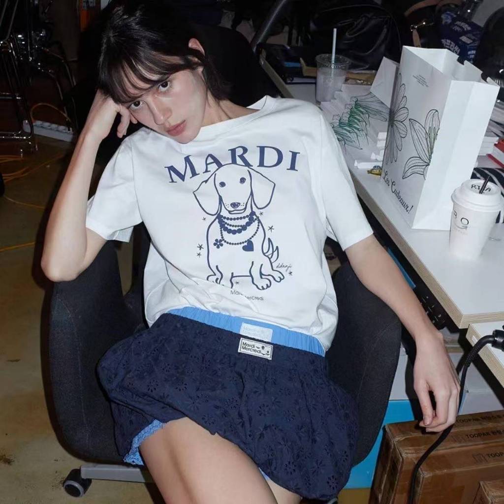 🔥เสื้อยืดคอกลมลายสุนัข Mardi Mercredi ของแท้⚡จัดส่งรวดเร็วภายใน 24 ชั่วโมง [ผ้าฝ้ายแท้] ลายน่ารักสุดๆ - รูปที่ 2