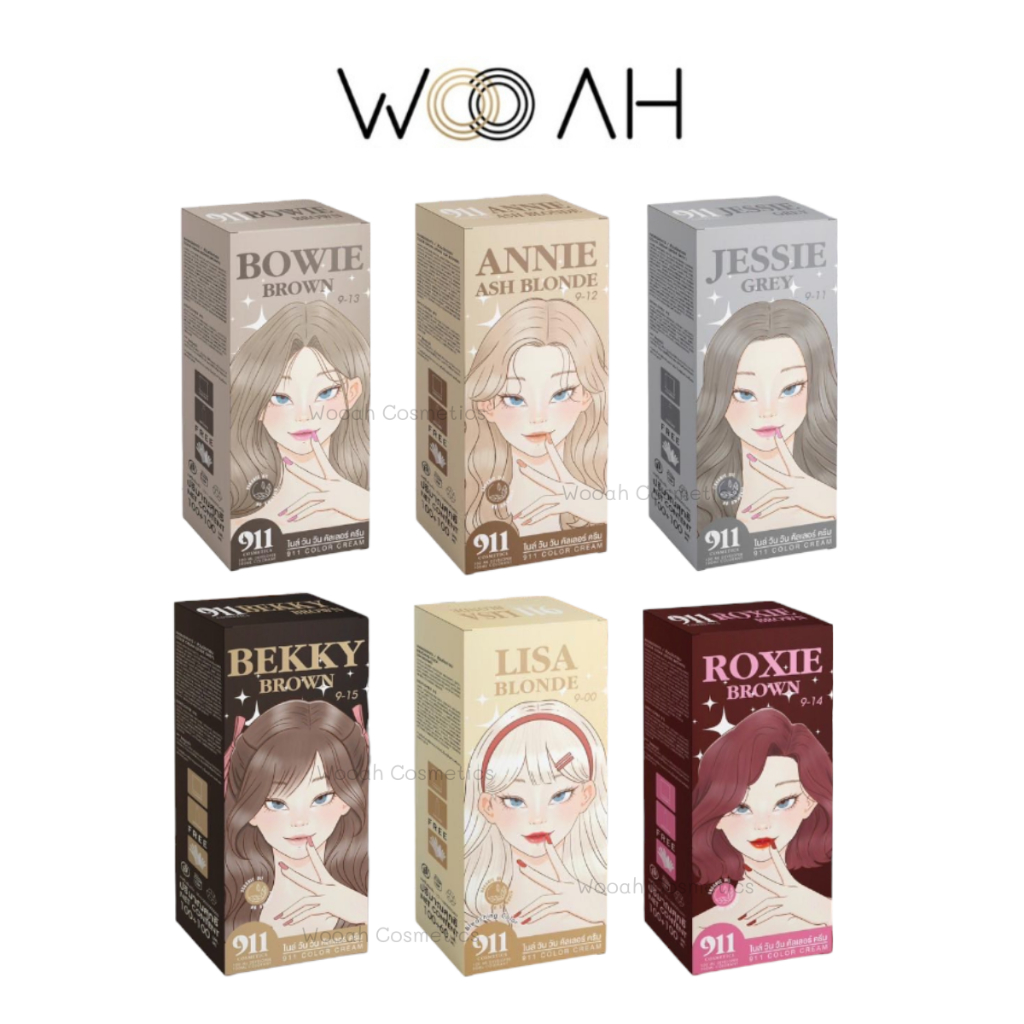 911 HAIR COLOR CREAM สีย้อมผม ไม่มีแอมโมเนีย ครีมย้อมผม ติดทน