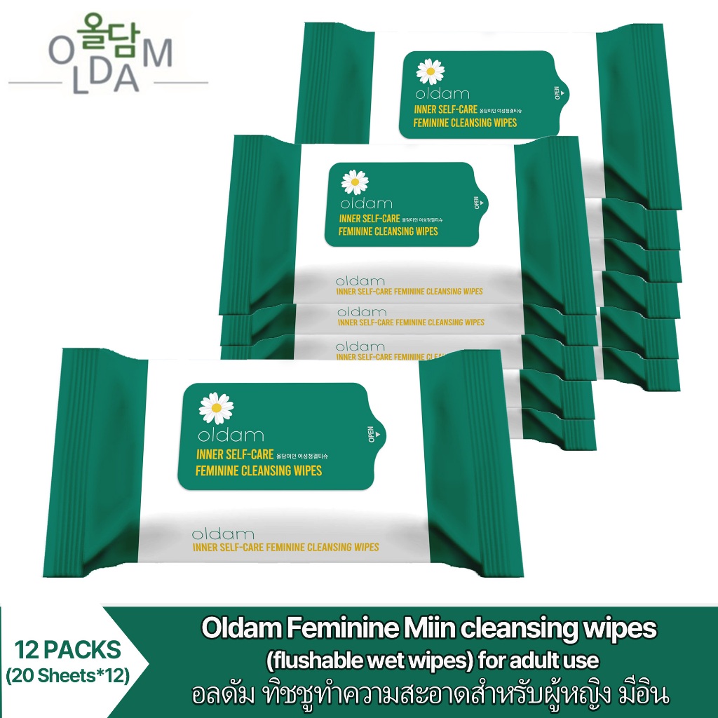 Oldam, Feminine Miin Cleansing Wipe, For INNER SELF CARE (20 Sheets*12 Packs)