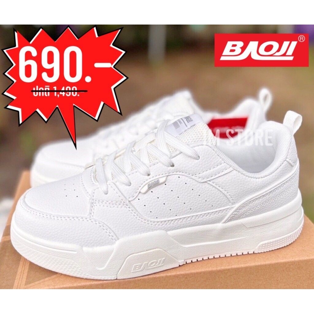 💥🌟 SALE รองเท้า BAOJI ลิขสิทธิ์แท้❗️บาโอจิ รุ่นใหม่ล่าสุด ผู้หญิง ใส่ออกกำลังกาย ลำลอง พื้นนุ่ม เบา ใส่สบาย สีขาว