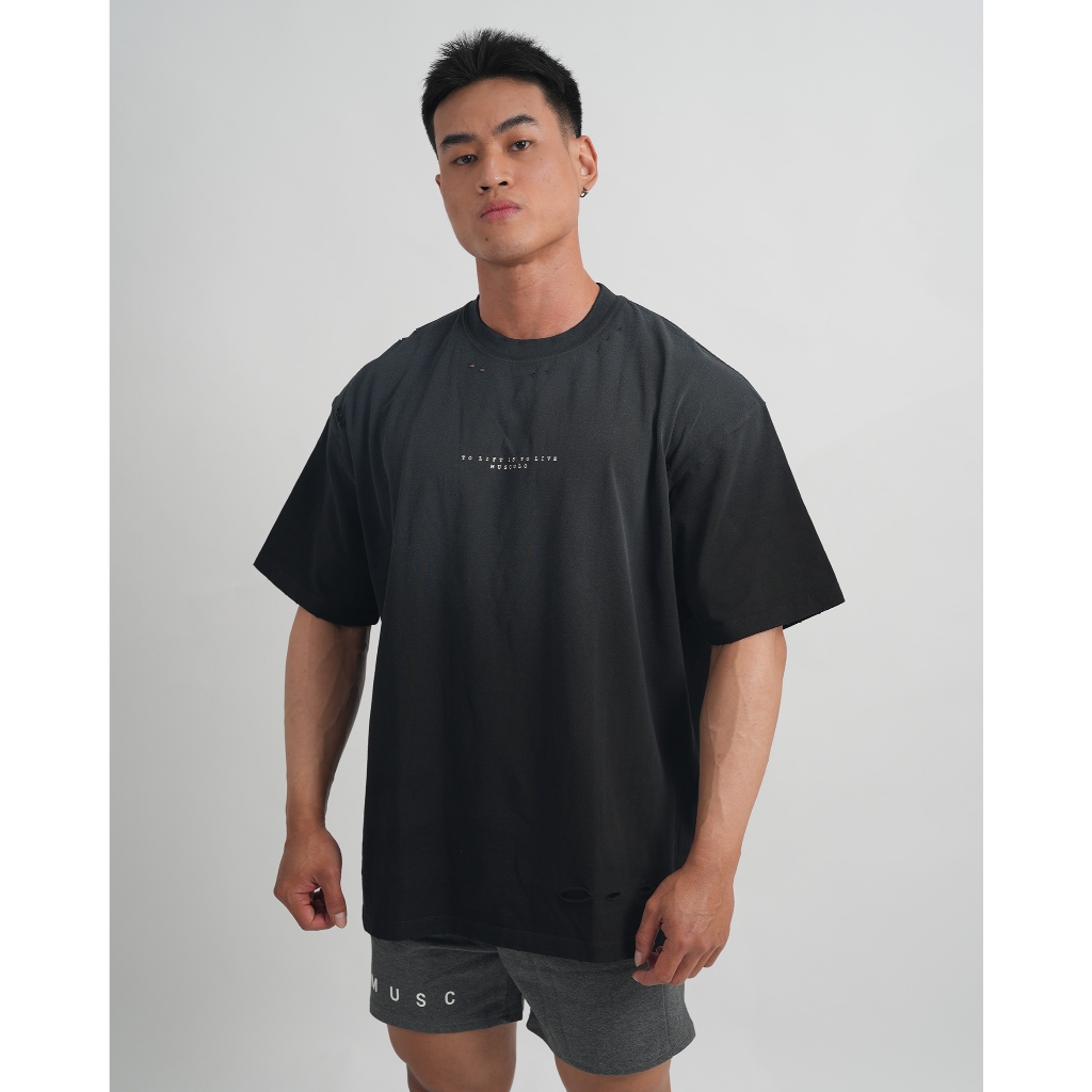 Musculo เสื้อยืดโอเวอร์ไซส์ฟอกวินเทจ FW2026