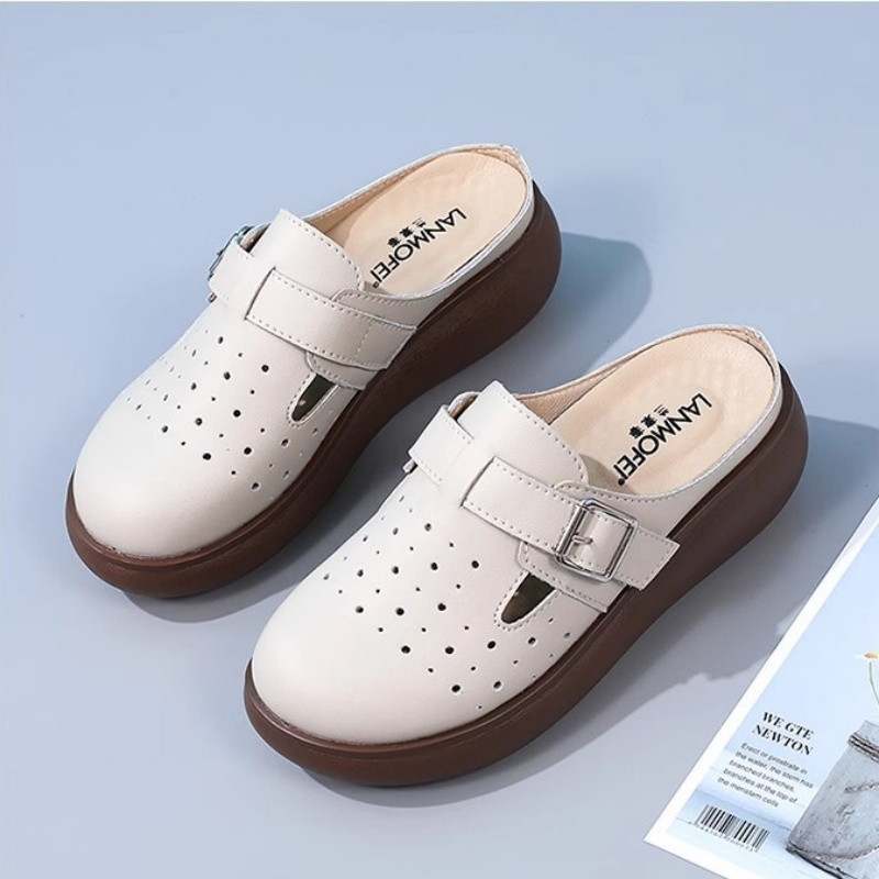 รองเท้าแตะครึ่งเป่าโถว รองเท้าแตะพื้นหนาสำหรับผู้หญิงฤดูร้อนใหม่ size 35-40