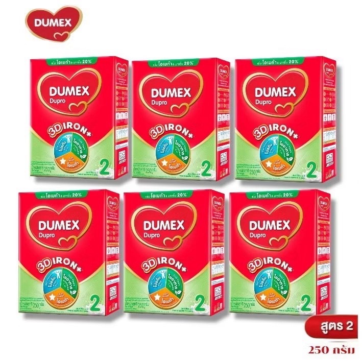 (แพ็ค 6กล่อง) Dumex Dupro ดูเมกซ์ ดูโปร สูตร 2  นมผงสำหรับเด็กวัย 6เดือน - 1ปี ช่วงวัยที่2  ขนาด 250 กรัม DM