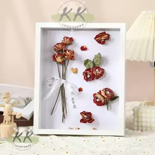 กรอบรูปใส่ดอกไม้แห้ง กรอบรูป แบบกลวง สีขาว สีลายไม้ DIY สำหรับวันวาเลนไทน์ ของขวัญวันเกิด ราคา/ชิ้น