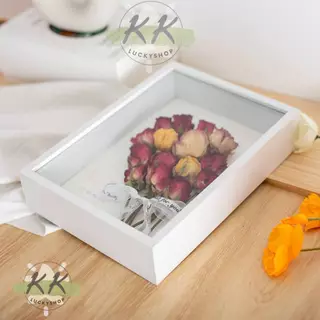 กรอบรูปใส่ดอกไม้แห้ง กรอบรูป แบบกลวง สีขาว สีลายไม้ DIY สำหรับวันวาเลนไทน์ ของขวัญวันเกิด ราคา/ชิ้น