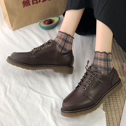 [จัดส่งจากประเทศไทย] รองเท้าหนังขนาดเล็กสำหรับทุกฤดูกาล รองเท้าสีดำสไตล์ญี่ปุ่น หนัง PU ระบายอากาศได้ รองเท้าลำลอง ผูกเช - รูปที่ 6